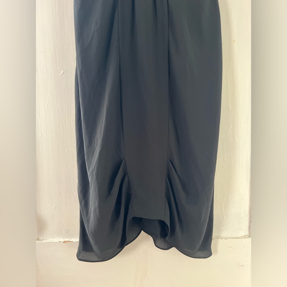 Meadow Rue Anthropologie Tan Black Faux Wrap Cocktail Evening Dress Size 8 - Picture 6 of 7